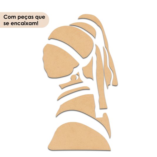 Quadro Para Colorir De Parede 3D Moça Com Brinco De Pérola De Johannes Vermeer  Em Mdf Cru