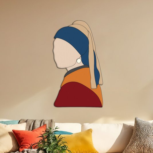 Quadro De Parede 3D Moça Com Brinco De Pérola Johannes Vermeer em MDf 3mm