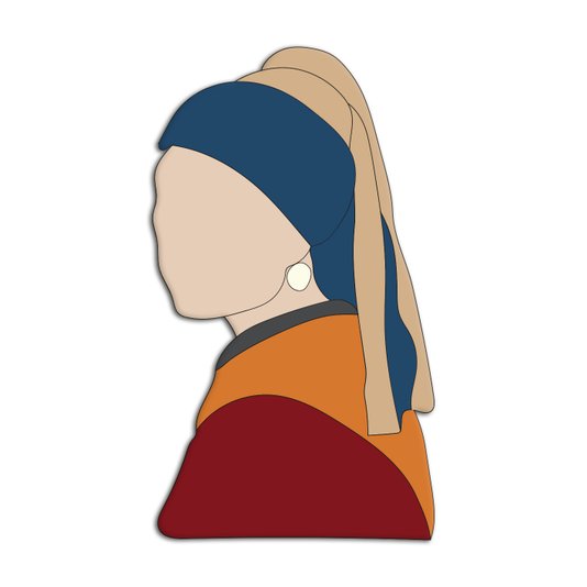 Quadro De Parede 3D Moça Com Brinco De Pérola Johannes Vermeer em MDf 3mm
