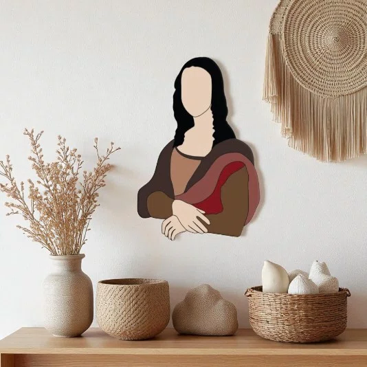 Quadro De Parede 3D Monalisa Leonardo Da Vinci em MDF 3mm