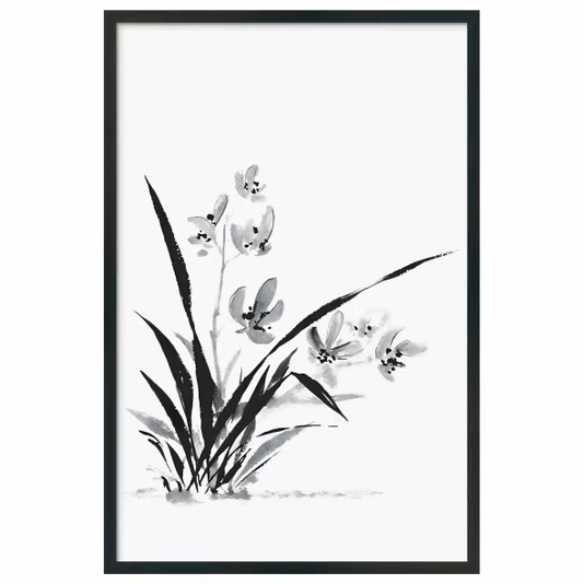 Quadro Decorativa Ran Arte de Flor Ornamental Orquídea no Estilo Sumiê