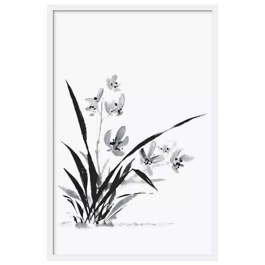 Quadro Decorativa Ran Arte de Flor Ornamental Orquídea no Estilo Sumiê