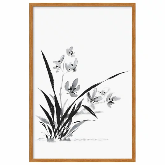 Quadro Decorativa Ran Arte de Flor Ornamental Orquídea no Estilo Sumiê