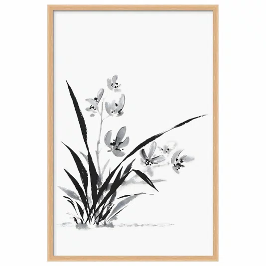Quadro Decorativa Ran Arte de Flor Ornamental Orquídea no Estilo Sumiê
