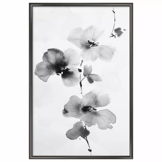 Quadro Decorativa Ran Pintura de Flor Ornamental Orquídea no Estilo Sumiê