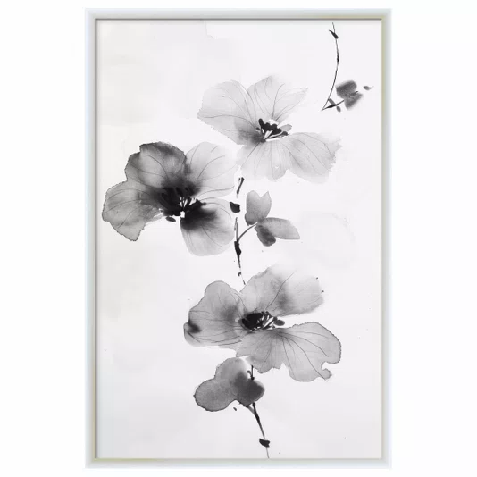 Quadro Decorativa Ran Pintura de Flor Ornamental Orquídea no Estilo Sumiê