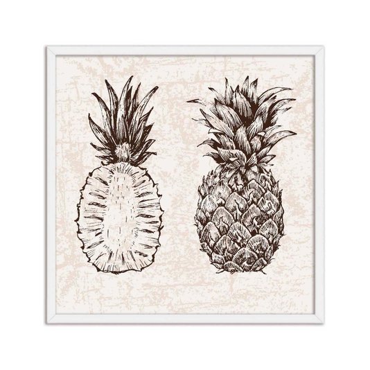 Quadro Decorativo Abacaxi Preto e Branco Fatiado