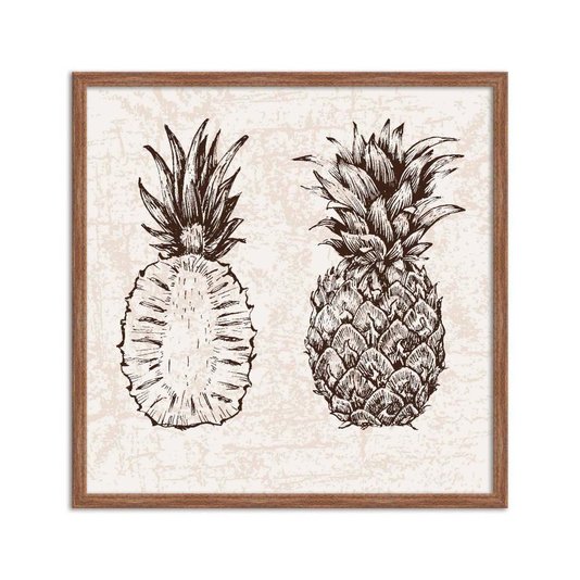 Quadro Decorativo Abacaxi Preto e Branco Fatiado