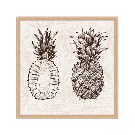 Quadro Decorativo Abacaxi Preto e Branco Fatiado