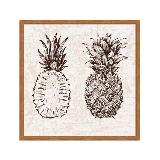 Quadro Decorativo Abacaxi Preto e Branco Fatiado