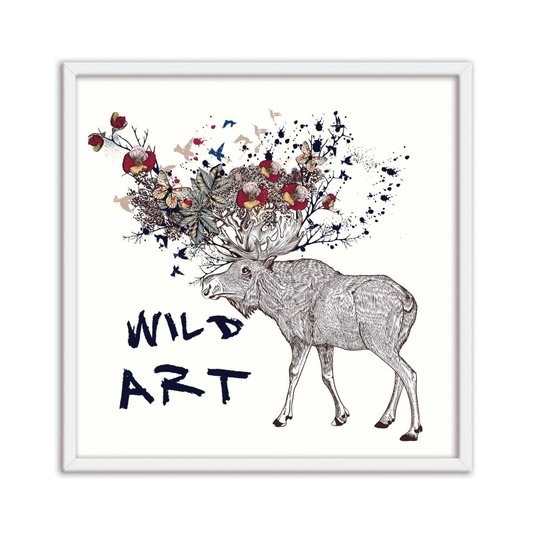 Quadro Decorativo Alce Frase: "Wild Art"