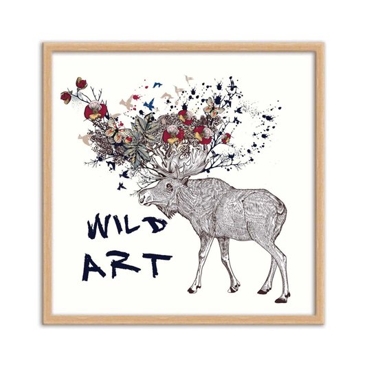 Quadro Decorativo Alce Frase: "Wild Art"
