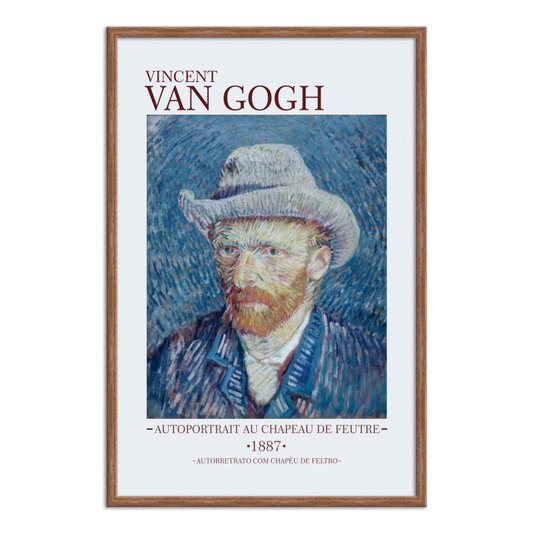 Quadro Decorativo Autorretrato com Chapéu de Palha de Vincent Van Gogh