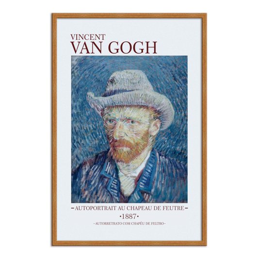 Quadro Decorativo Autorretrato com Chapéu de Palha de Vincent Van Gogh
