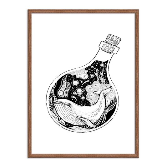 Quadro Decorativo Baleia em Garrafa de Vidro