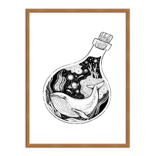 Quadro Decorativo Baleia em Garrafa de Vidro