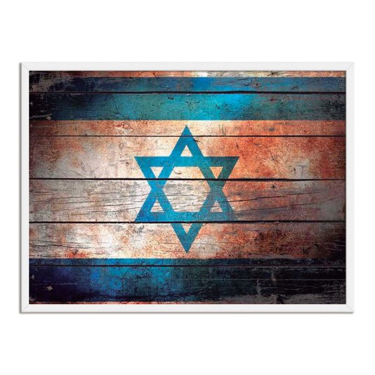 Quadro Decorativo Bandeira de Israel Vintage