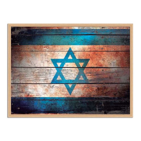 Quadro Decorativo Bandeira de Israel Vintage