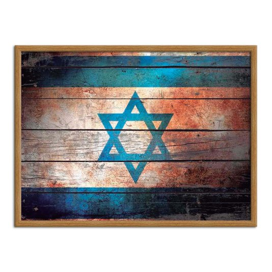 Quadro Decorativo Bandeira de Israel Vintage
