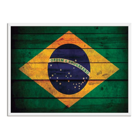Quadro Decorativo Bandeira do Brasil Vintage