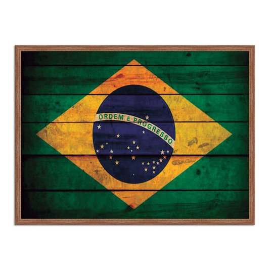 Quadro Decorativo Bandeira do Brasil Vintage