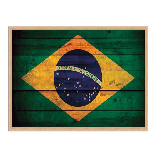 Quadro Decorativo Bandeira do Brasil Vintage