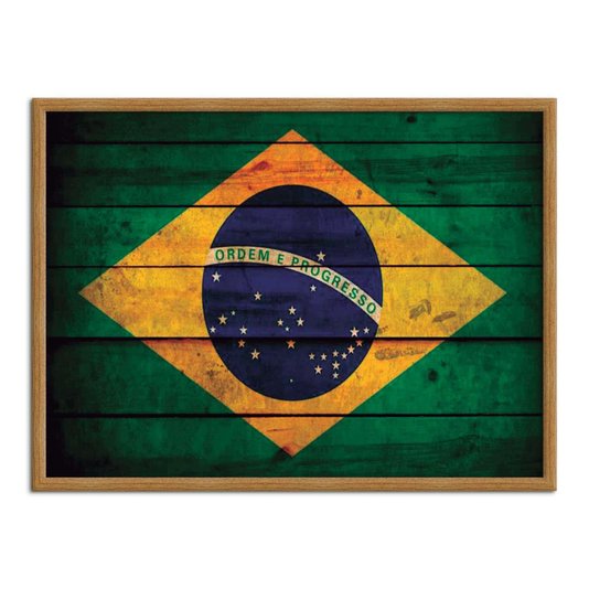 Quadro Decorativo Bandeira do Brasil Vintage