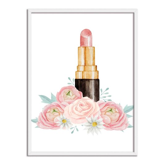 Quadro Decorativo Batom Dourado