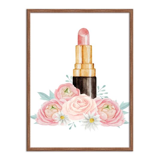 Quadro Decorativo Batom Dourado