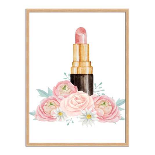 Quadro Decorativo Batom Dourado