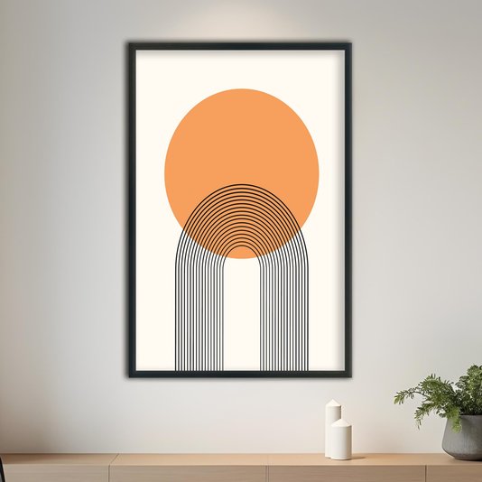 Quadro Decorativo Bauhaus Círculo Laranja