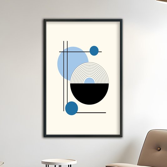 Quadro Decorativo Bauhaus Círculos Azuis