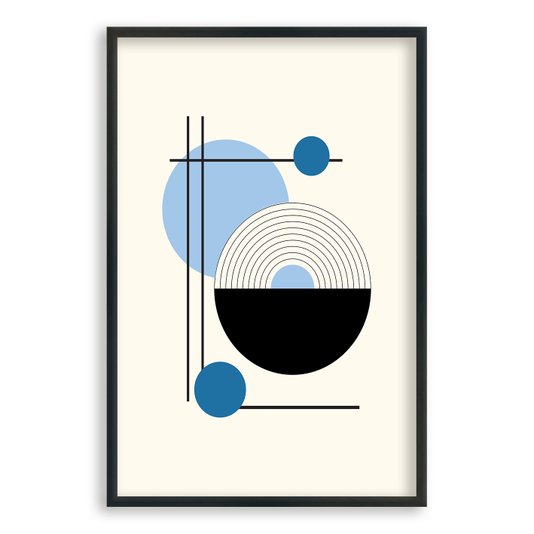 Quadro Decorativo Bauhaus Círculos Azuis