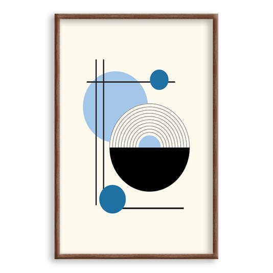 Quadro Decorativo Bauhaus Círculos Azuis