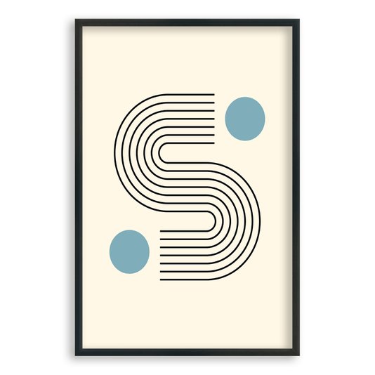Quadro Decorativo Bauhaus Curvas E Círculos Azuis