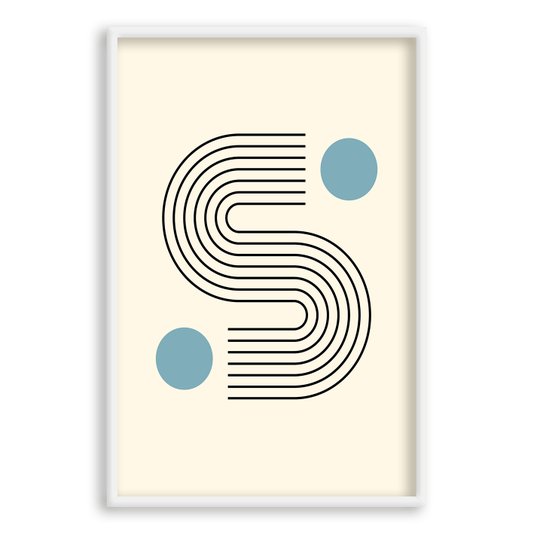 Quadro Decorativo Bauhaus Curvas E Círculos Azuis