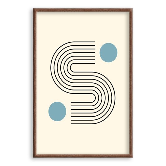Quadro Decorativo Bauhaus Curvas E Círculos Azuis