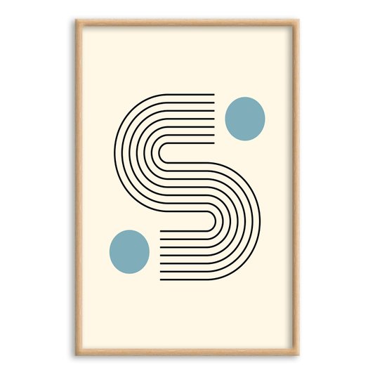 Quadro Decorativo Bauhaus Curvas E Círculos Azuis