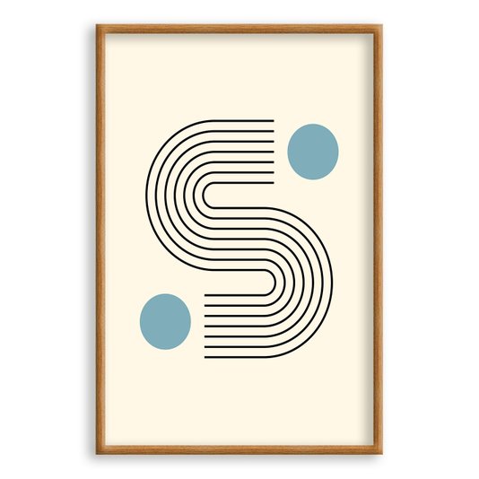 Quadro Decorativo Bauhaus Curvas E Círculos Azuis