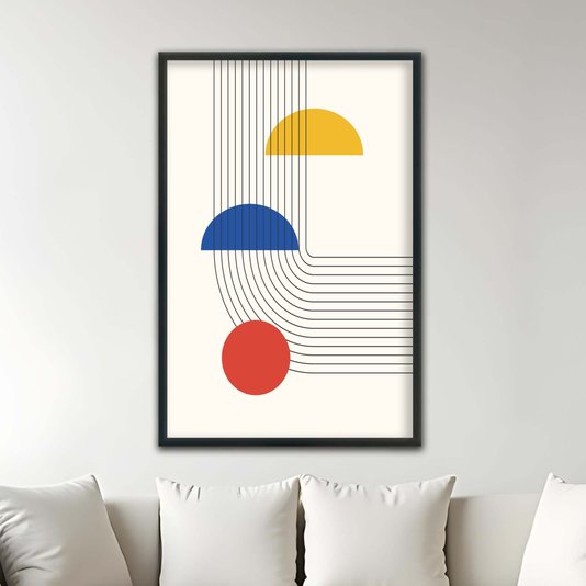 Quadro Decorativo Bauhaus Curvas E Formas Coloridas