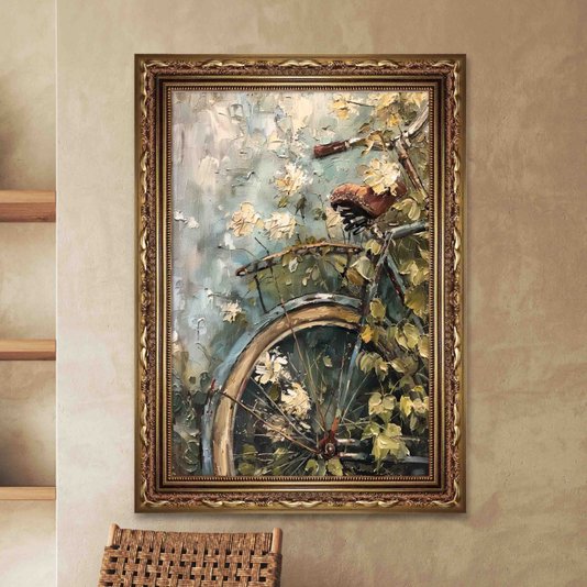Quadro Decorativo Bicicleta Vintage Farmhouse Pintura Texturizada