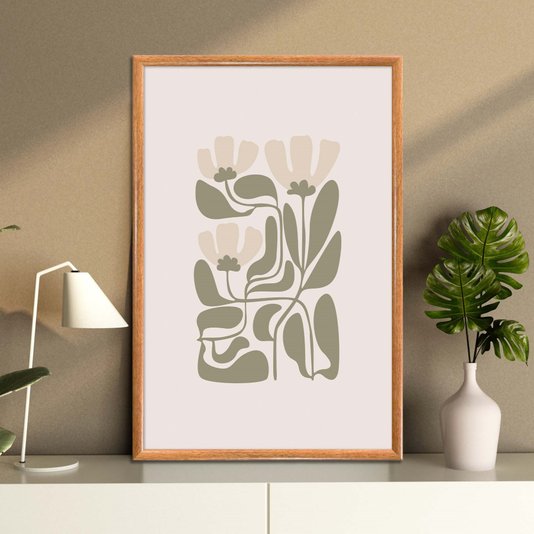 Quadro Decorativo Botânica Abstrata Estilo Japandi