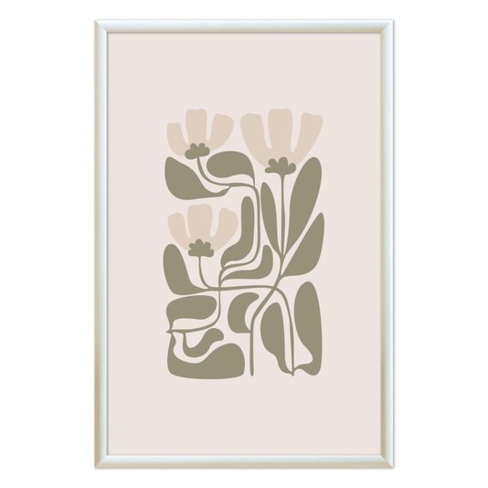 Quadro Decorativo Botânica Abstrata Estilo Japandi