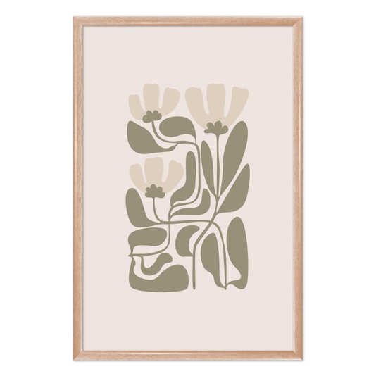 Quadro Decorativo Botânica Abstrata Estilo Japandi
