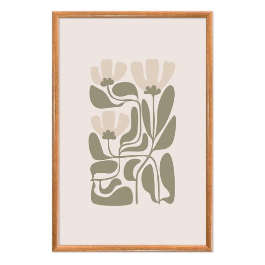 Quadro Decorativo Botânica Abstrata Estilo Japandi