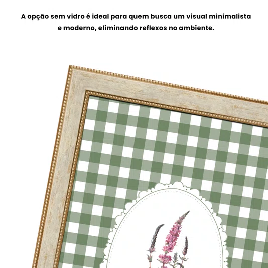Quadro Decorativo Botânica Com Xadrez Verde Estilo Modern Heritage