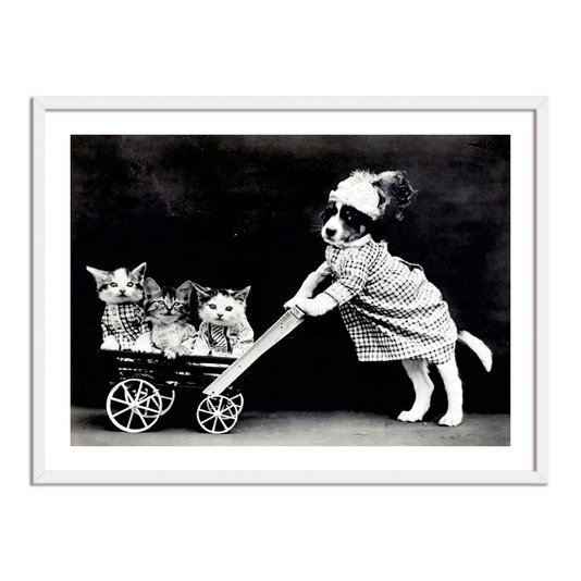Quadro Decorativo Cachorrinha com Gatinhos