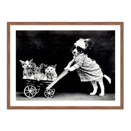 Quadro Decorativo Cachorrinha com Gatinhos