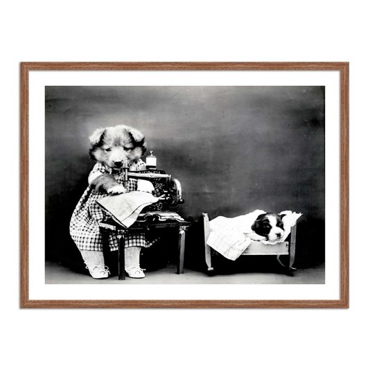 Quadro Decorativo Cachorrinha Costureira
