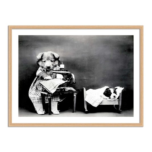 Quadro Decorativo Cachorrinha Costureira